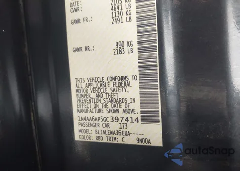 2016 Nissan Maxima 3.5 Sl from USA, damaged, VIN 1N4AA6AP5GC397414